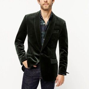 J Crew Men’s Ludlow Shawl Collar Velvet Jacket (Green)